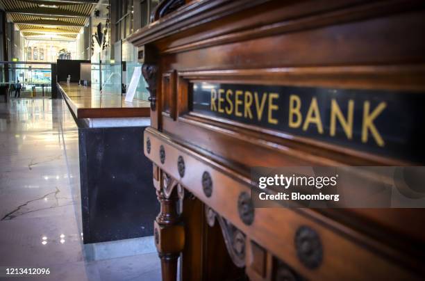 The foyer of the Reserve Bank of Australia building is deserted during a partial lockdown imposed due to the coronavirus, in Sydney, Australia, on...