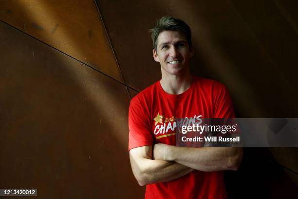 Damian Martin of the Wildcats poses after speaking to the media after the Perth Wildcats were awarded the 2019/20 Hungry Jack's NBL Championship...