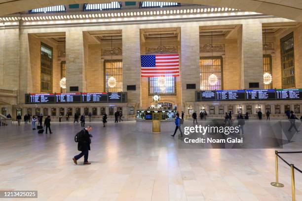 View of Grand Central Terminal during rush hour as the coronavirus continues to spread across the United States on March 18, 2020 in New York City....