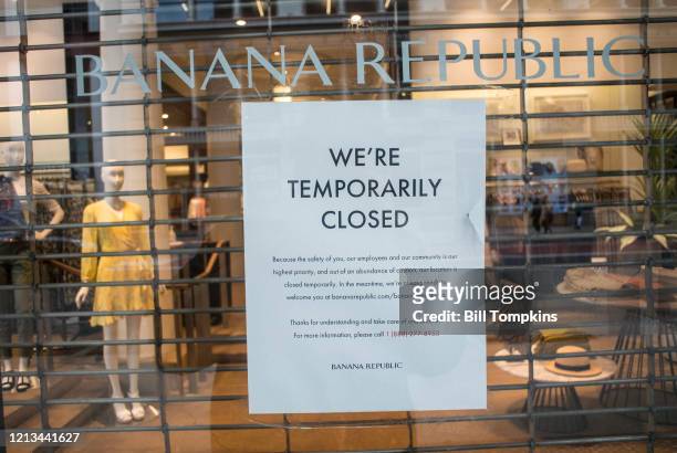 March 18 MANDATORY CREDIT Bill Tompkins/Getty Images Banana Republic store closing due to the coronavirus COVID-19 pandemic on March 18, 2020 in New...