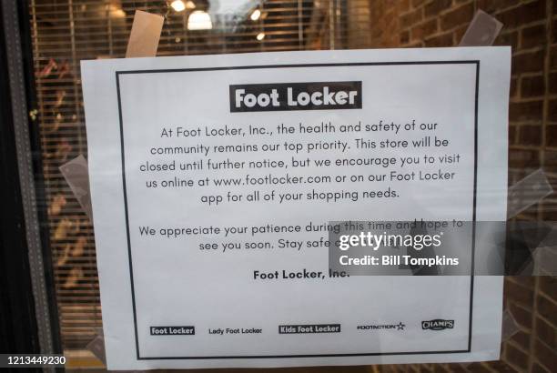 March 18 MANDATORY CREDIT Bill Tompkins/Getty Images Foot Locker store closing due to the coronavirus COVID-19 pandemic on March 18, 2020 in New York...