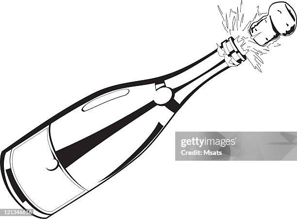 champagner-explosion - sektkorken stock-grafiken, -clipart, -cartoons und -symbole