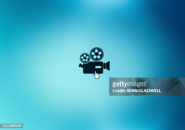 movie camera icon on screen - television show imagens e fotografias de stock