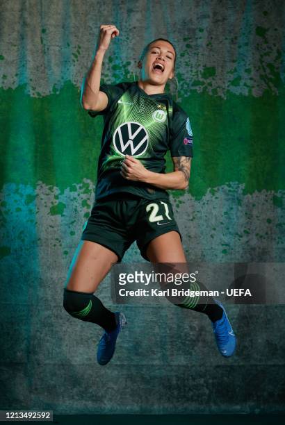 Lara Dickenmann of Wolfsburg poses during the UEFA Women's Champions League Portrait Shoot on February 25, 2020 in Wolfsburg, Germany.