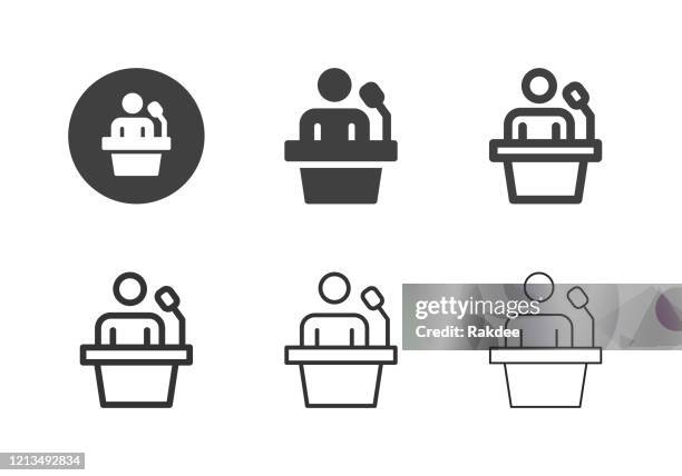 ilustrações de stock, clip art, desenhos animados e ícones de speaker icons - multi series - podium