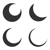 Moon and Crescent Icon Set Vector Design on White Background.