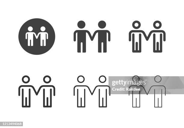 two man standing icons - multi series - gay men stock illustrations