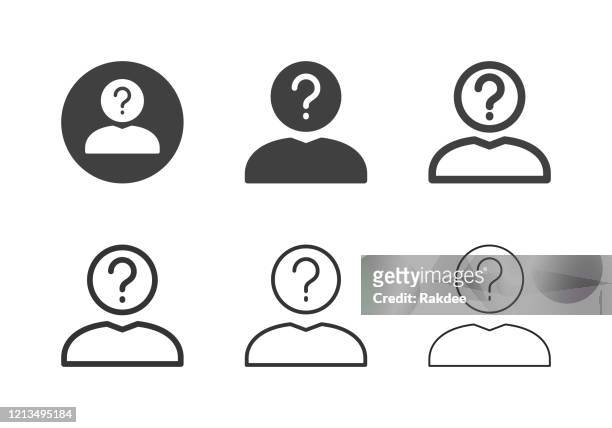 human head question mark icons - multi series - casual business meeting stock illustrations