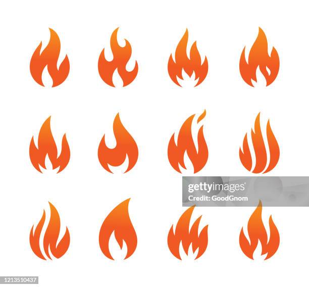 flame icons set - fire natural phenomenon stock illustrations