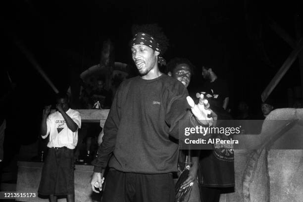 The RZArector and the Hip-Hop group The Gravediggaz perform at the Supper Club on July 14, 1994 in New York City.