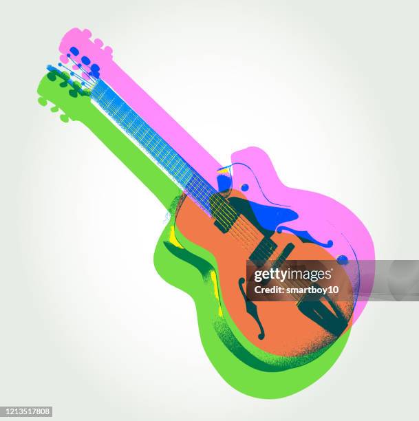 ilustraciones, imágenes clip art, dibujos animados e iconos de stock de guitarra electric jazz - pop musician