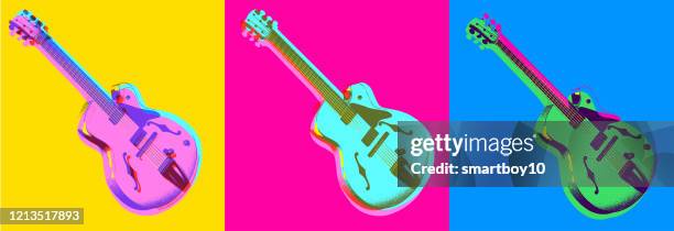 e-jazz-gitarre - guitar stock-grafiken, -clipart, -cartoons und -symbole