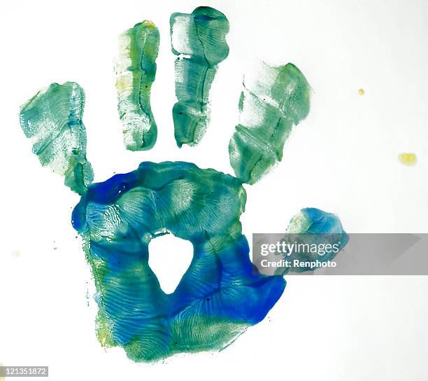 child hand print made with paint - handprint 幅插畫檔、美工圖案、卡通及圖標