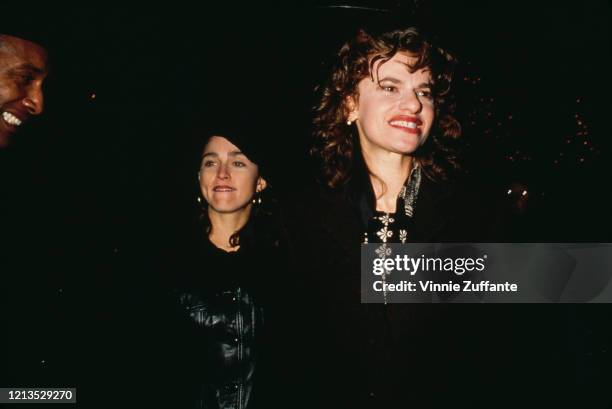 American singer Madonna with her friend, actress Sandra Bernhard , circa 1988.