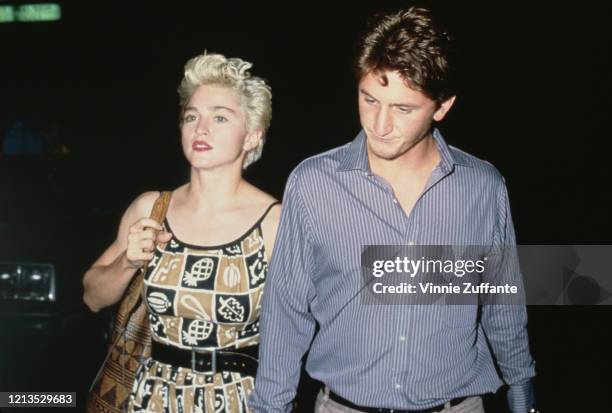 American singer Madonna with her husband, actor Sean Penn, 1986.