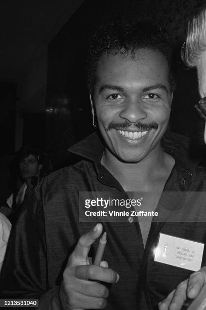American musician Ray Parker Jr, whose theme song 'Ghostbusters' is nominated for Best Original Song at the 57th Academy Awards, USA, 1985.