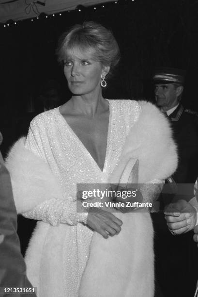 American actress Linda Evans at an event to publicise the television movie 'Bare Essence', in which she stars, USA, 1982.