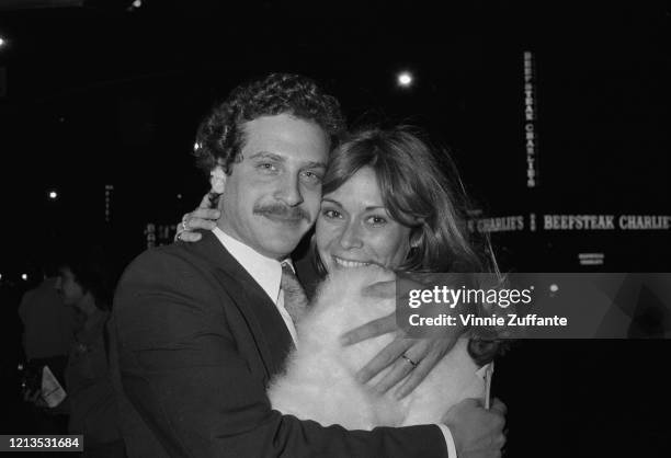 American actress Kate Jackson with her husband David Greenwald in New York City, 1982.