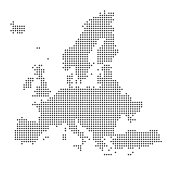 Grey Map Europe In The Dot. Vector illustration