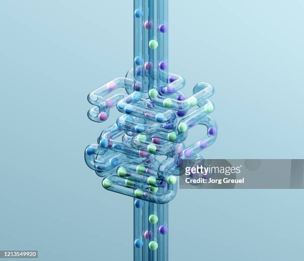 multicolored spheres inside cube-shaped glass tubes - pipe shaped stock pictures, royalty-free photos & images