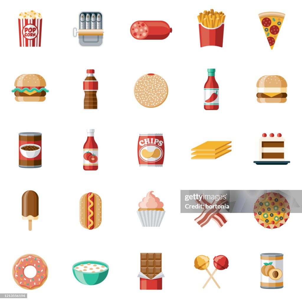 Processed Foods Icon Set