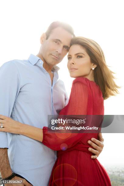 Host Maria Menounos and husband/tv writer Keven Undergaro are photographed for Social Life Magazine on May 6, 2018 in Los Angeles, California.