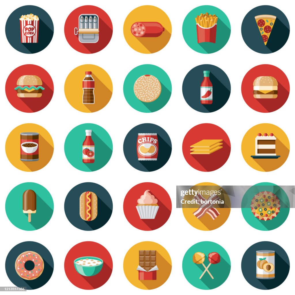 Processed Foods Icon Set