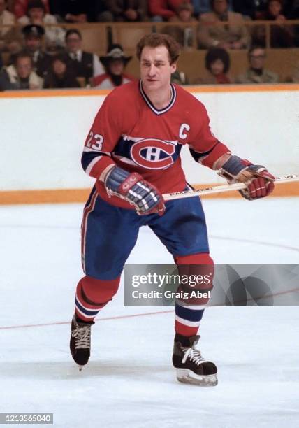 Bob Gainey of the Montreal Canadiens skates against the Toronto Maple Leafs during NHL game action on March 6, 1982 at Maple Leaf Gardens in Toronto,...