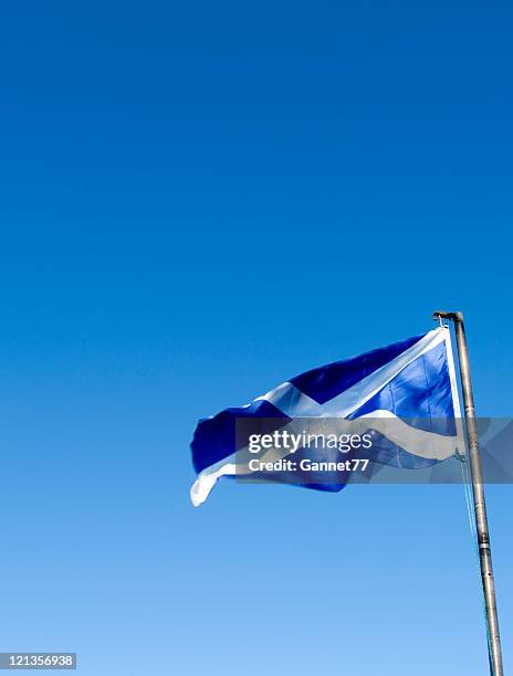 scottish saltire blowing in the wind - scottish flag stock pictures, royalty-free photos & images