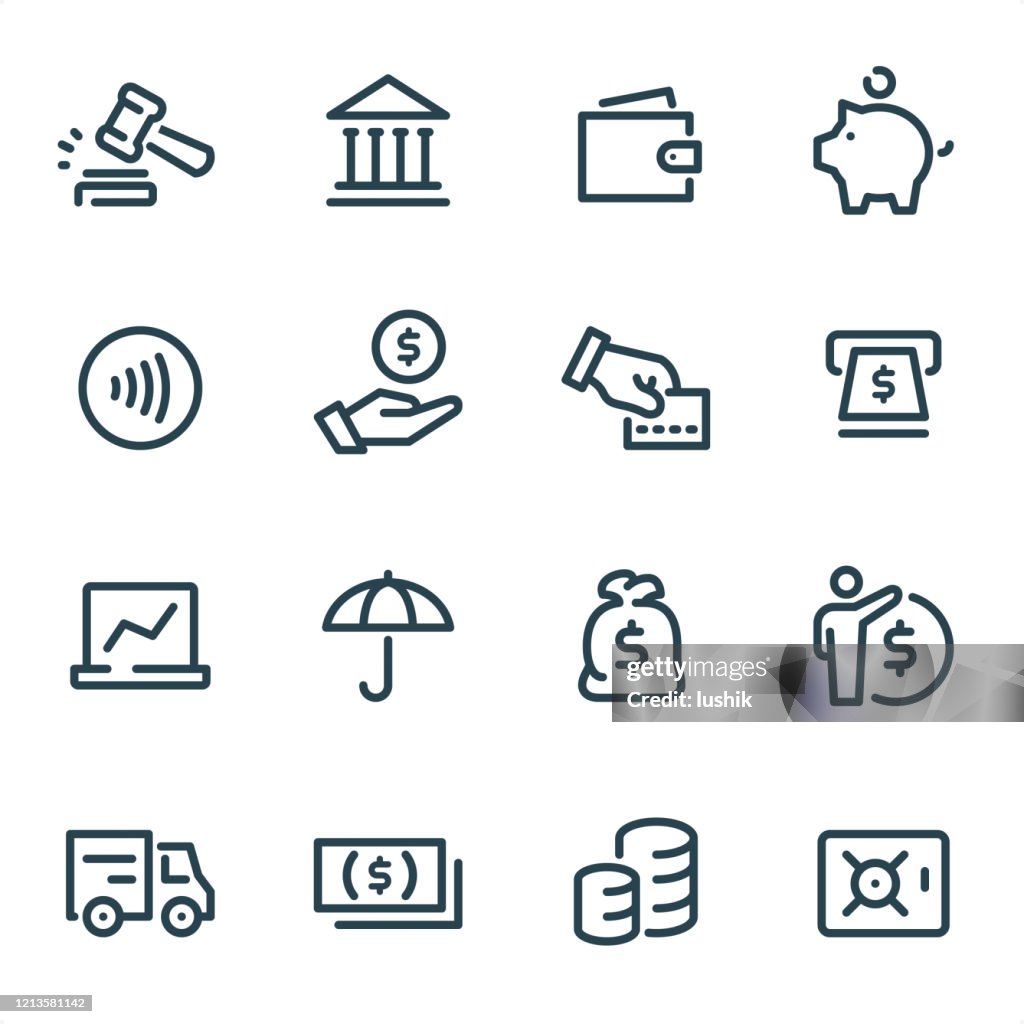 Money and Payment - Pixel Perfect Unicolor line icons