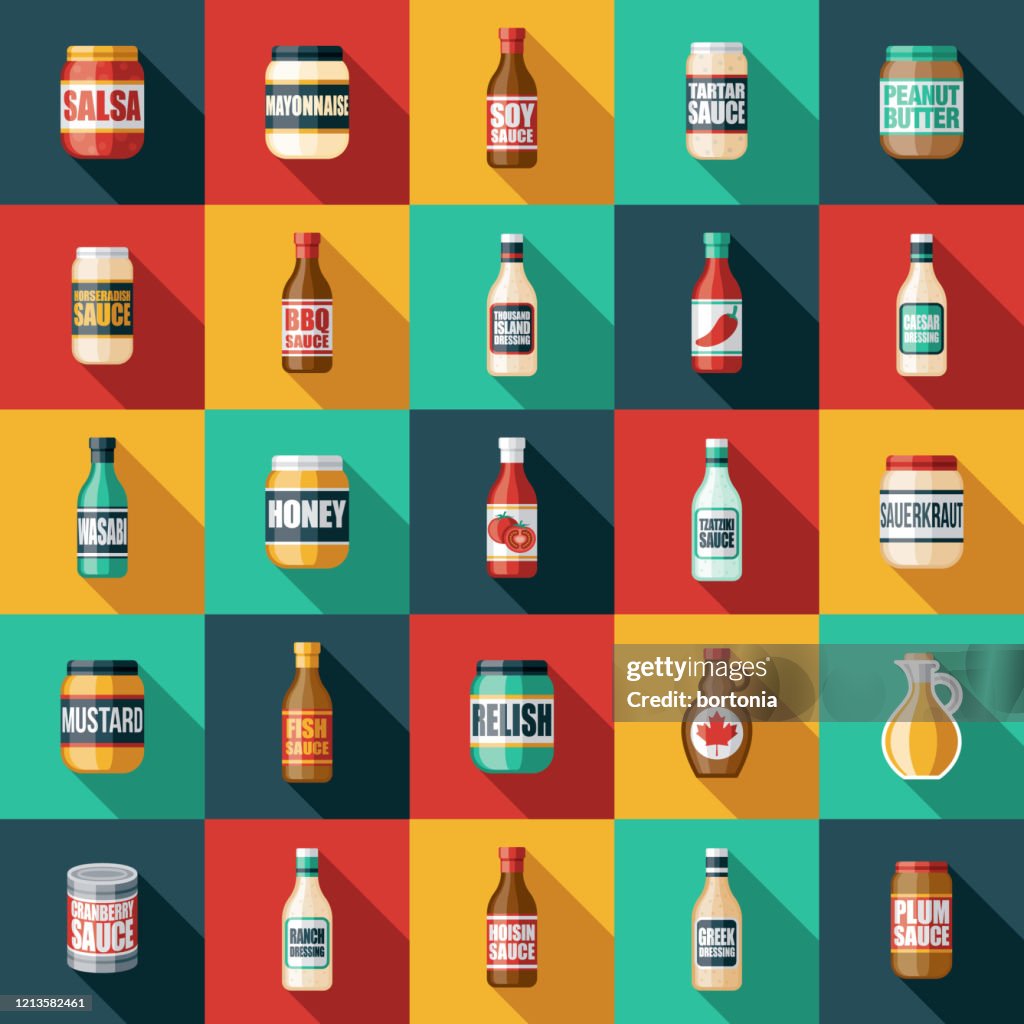 Condiments and Sauces Icon Set