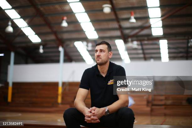 Andrew Bogut poses during a Sydney Kings NBL press conference at Auburn Basketball Centre on March 20, 2020 in Sydney, Australia.