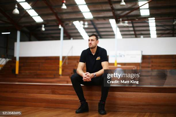 Andrew Bogut poses during a Sydney Kings NBL press conference at Auburn Basketball Centre on March 20, 2020 in Sydney, Australia.