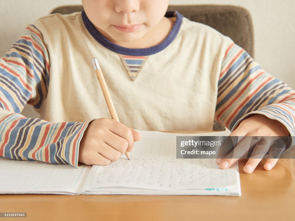 Elementary school students doing homework