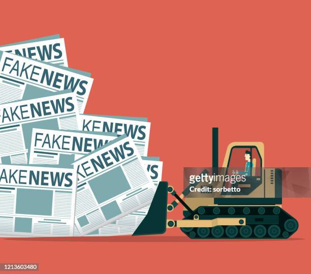 fake news - cleaning - earth mover stock illustrations