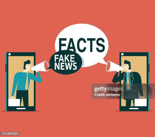 facts versus fake news - versus stock illustrations