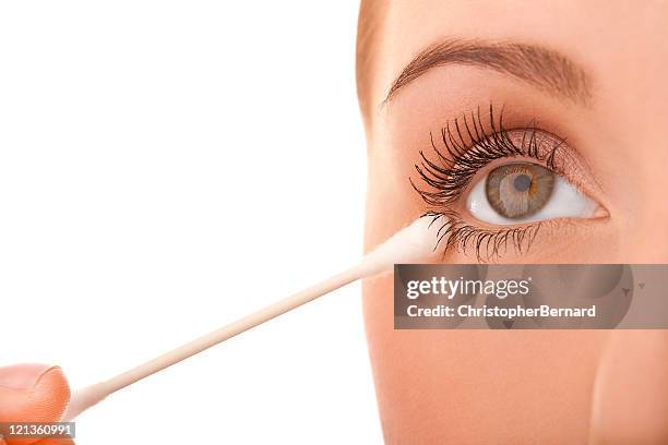 macro green eye - cotton swab stock pictures, royalty-free photos & images