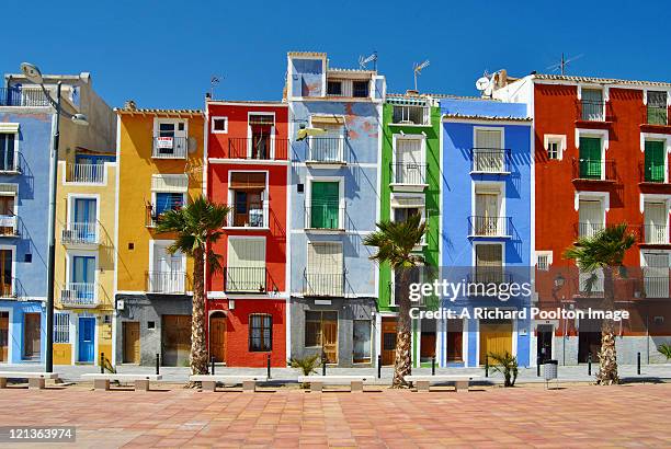 houses in la vila joyosa - alicante street stock pictures, royalty-free photos & images