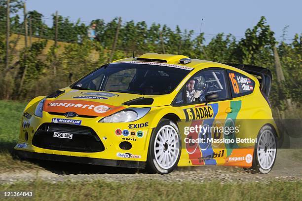 Henning Solberg of Norway and Ilka Minor of Austria compete in their M-Sport Stobart WRT Ford Fiesta RS WRC during the Shakedown of the WRC Rally of...