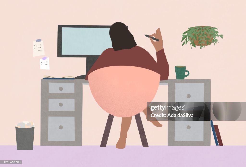 Freiberufliche Illustratorin, die zu Hause arbeitet.