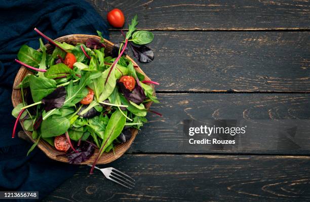 colorful vegetable salad - lettuce leaf stock pictures, royalty-free photos & images