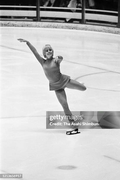 Janet Lynn of the United States competes in the Figure Skating Women's Singles Free Program during the Sapporo Winter Olympic Games at the Makomanai...
