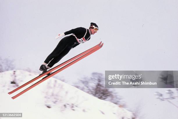 Wojciech Fortuna of Poland competes in the Ski Jumping 90m during the Sapporo Winter Olympic Games at the Okurayama Jump Stadium on February 11, 1972...