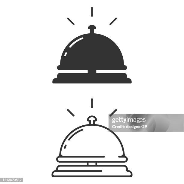 hotel bell icon. empfang bell vector design auf weißem hintergrund. - reception stock-grafiken, -clipart, -cartoons und -symbole