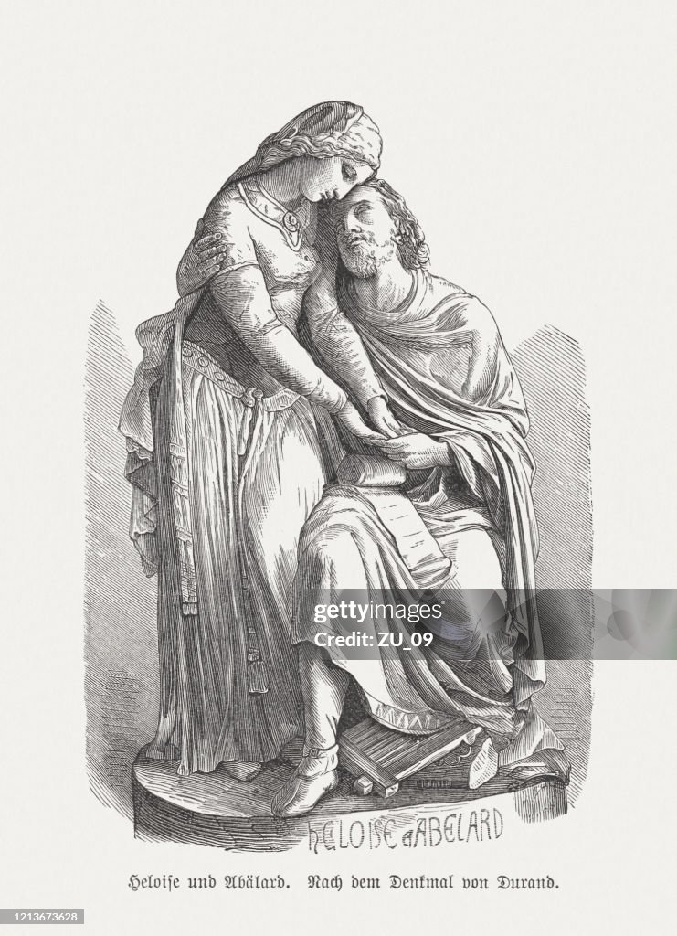 Abelard and Héloïse, medieval pair of lovers, woodcut, published 1893