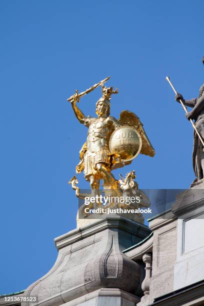archangel michael on gate koblenz gate in bonn - archangel michael sword stock pictures, royalty-free photos & images