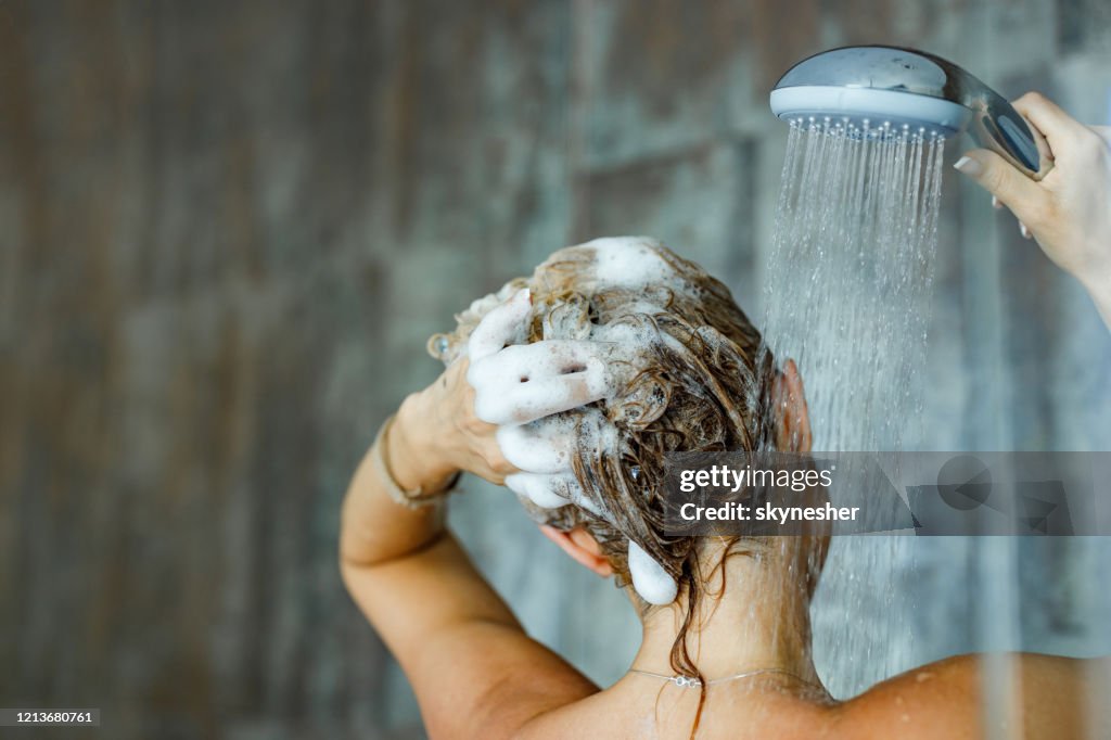 Washing hair with shampoo!