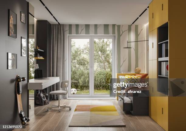 children room 3d rendering - apartment door stock pictures, royalty-free photos & images