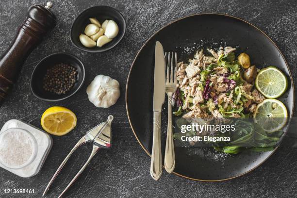 tuna salad with vegetable - tuna salad stock pictures, royalty-free photos & images