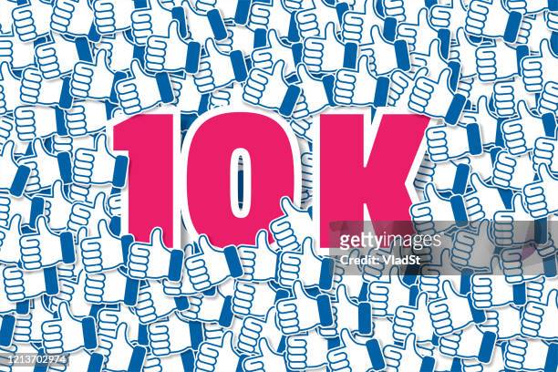ilustraciones, imágenes clip art, dibujos animados e iconos de stock de 10k social media le gusta a los seguidores suscriptores influencer - 10000 metros
